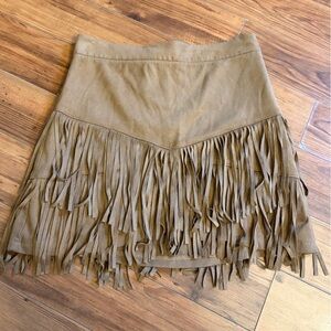 Altered state faux suede fringe skirt